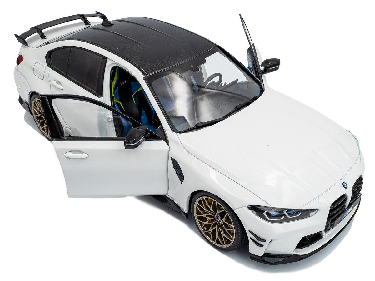 2024 BMW M3 Competition Alpine White with Carbon Top 1/18 Diecast Model Car by Solido-3
