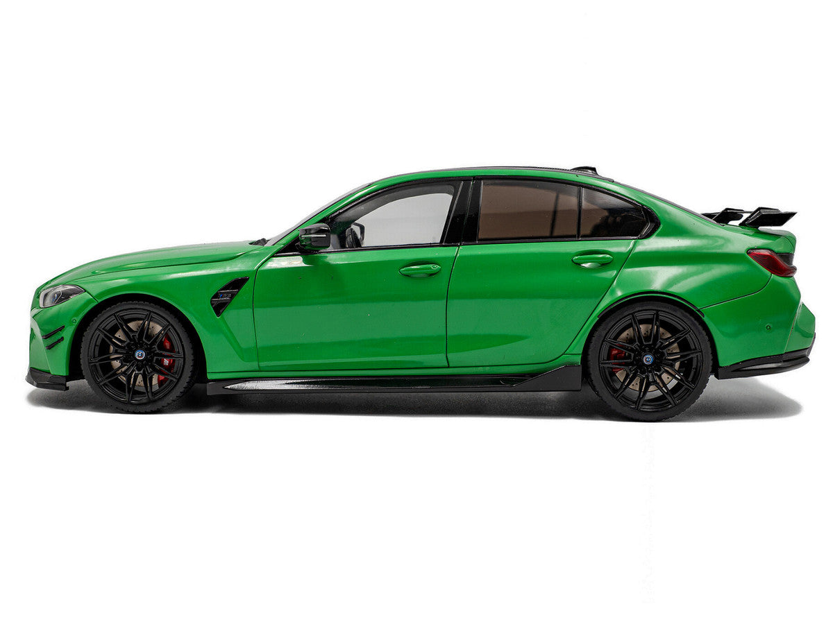 2024 BMW M3 Competition Signal Green with Carbon Top 1/18 Diecast Model Car by Solido Solido