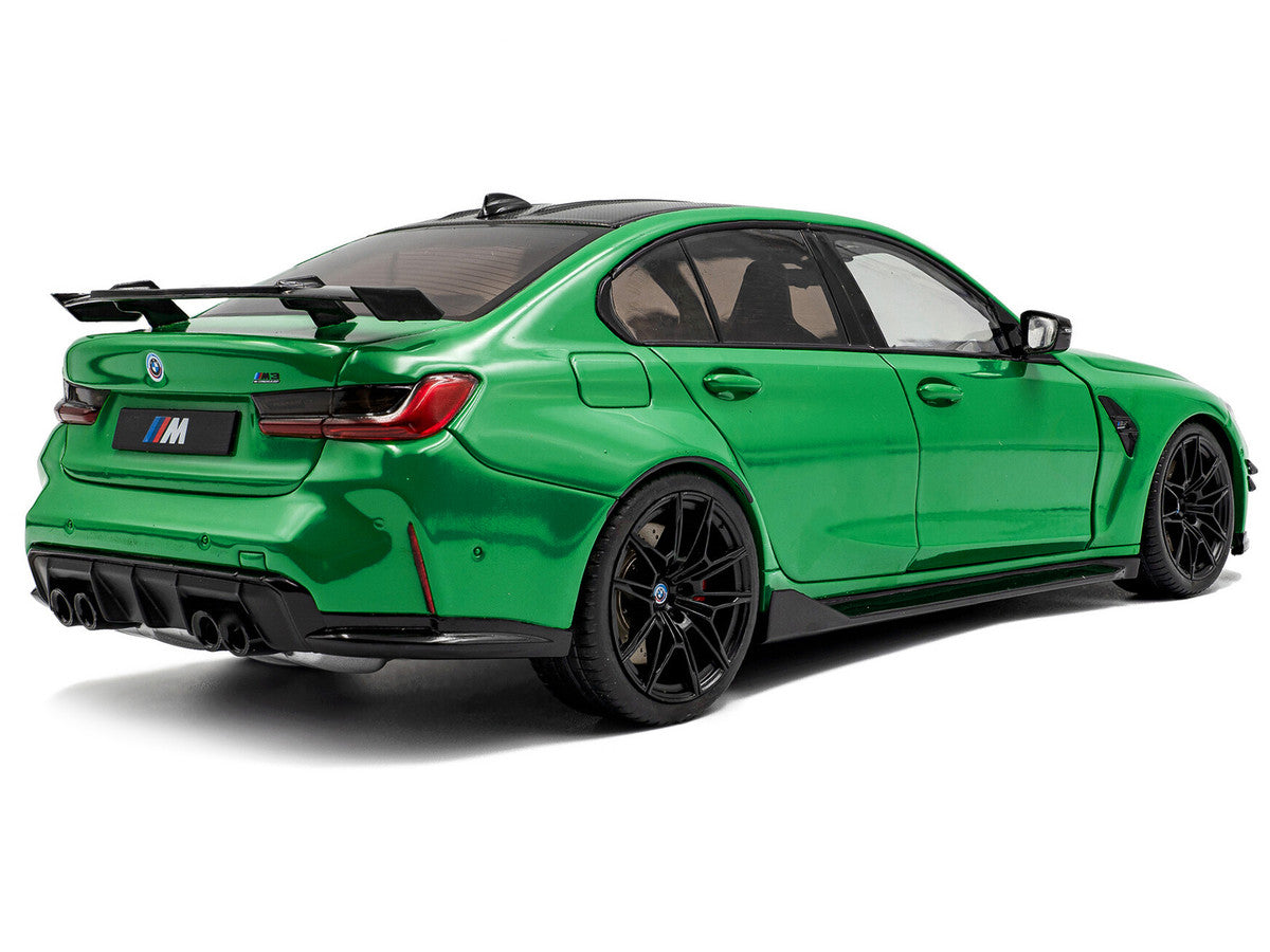 2024 BMW M3 Competition Signal Green with Carbon Top 1/18 Diecast Model Car by Solido Solido