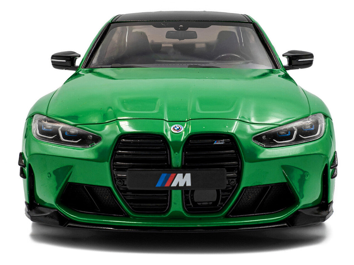 2024 BMW M3 Competition Signal Green with Carbon Top 1/18 Diecast Model Car by Solido Solido