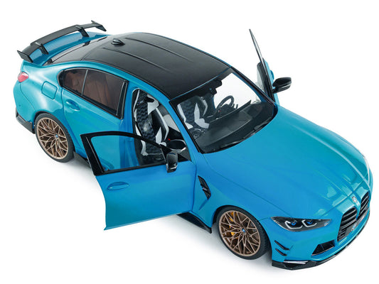 2024 BMW M3 Competition Daytona Beach Blue with Carbon Top 1/18 Diecast Model Car by Solido-1