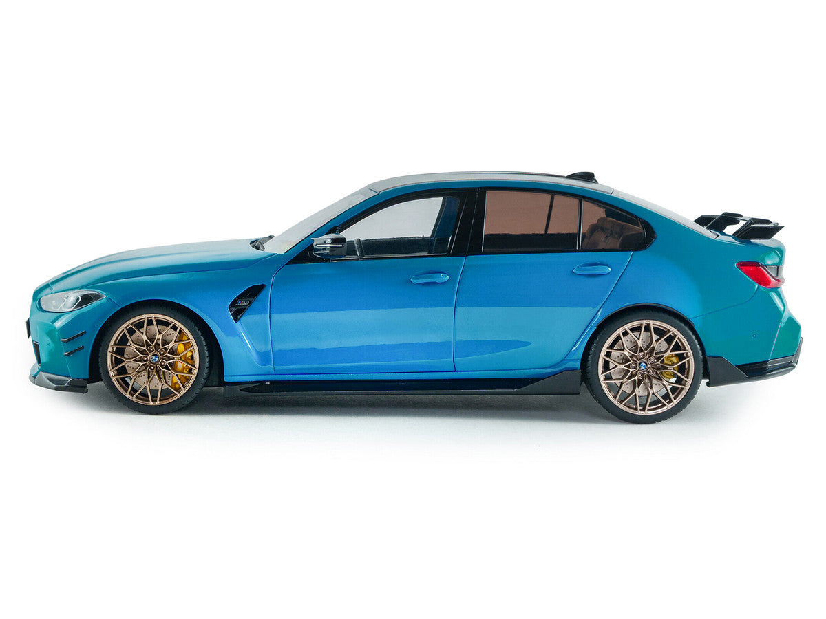 2024 BMW M3 Competition Daytona Beach Blue with Carbon Top 1/18 Diecast Model Car by Solido Solido