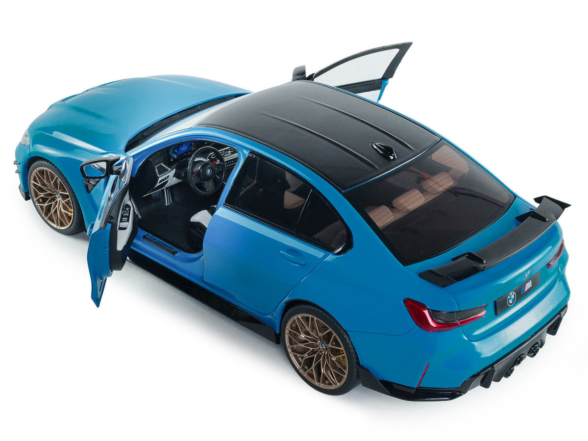 2024 BMW M3 Competition Daytona Beach Blue with Carbon Top 1/18 Diecast Model Car by Solido Solido