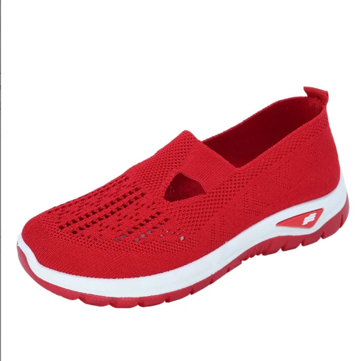 Women's casual sports shoes, solid color breathable sports soft-soled lightweight walking shoes, low-top knitted casual shoes LadyShow.Store