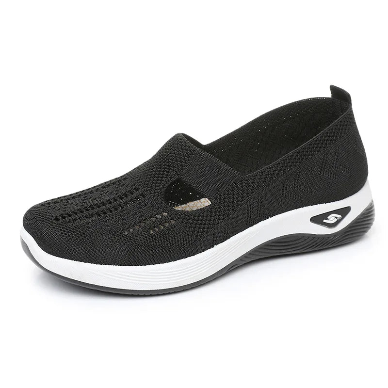 Women's Casual Mesh Sneakers – Cut-Out T-Strap & Cushioned Wedge Sole LadyShow.Store
