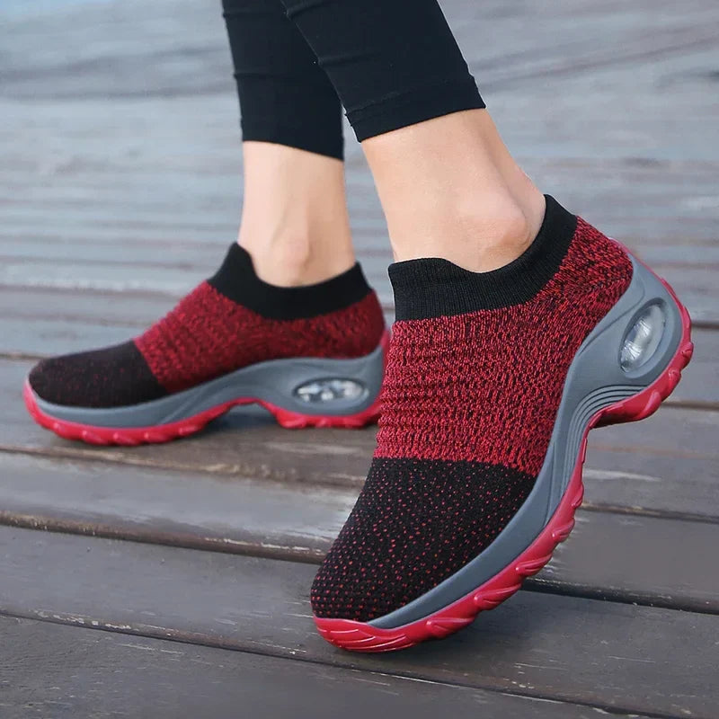 Women Sneakers Summer Fashion Black Sports Casual Shoes Breathable Mesh Lightweight Air Cushion Non-Slip Running Shoe Zapatillas LadyShow.Store