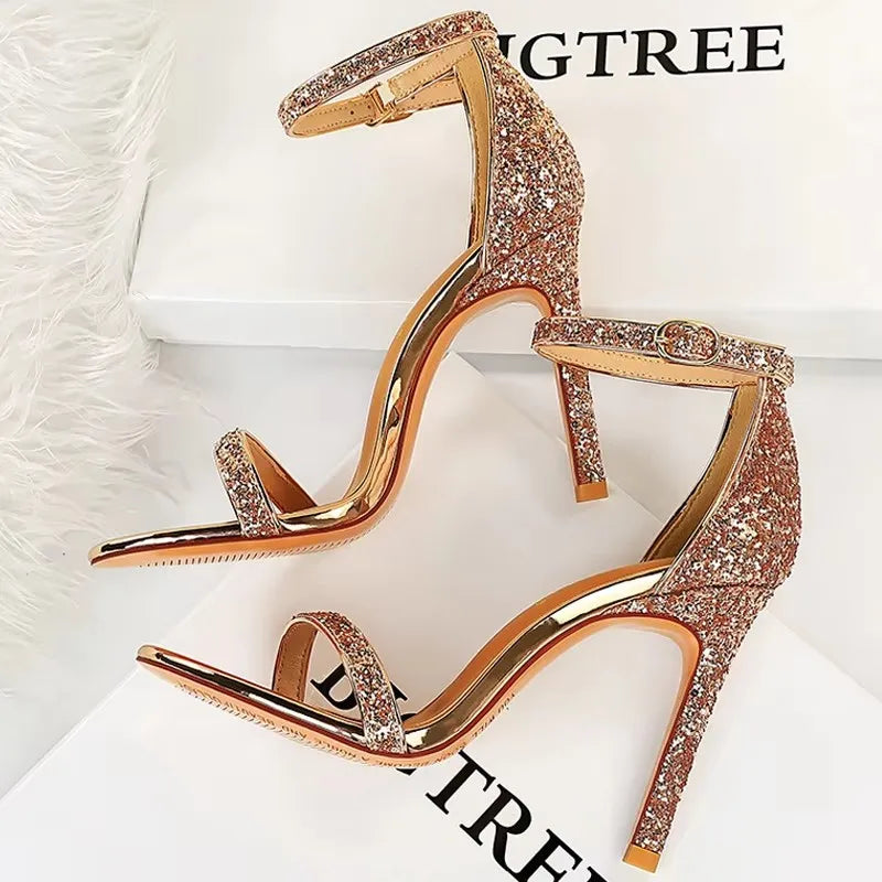 BIGTREE Shoes Sexy High Heels Women Pumps Sparkle Sequins Stiletto Heels 10 Cm Party Shoes Women Heels Summer Women Sandals New Pi-Mart