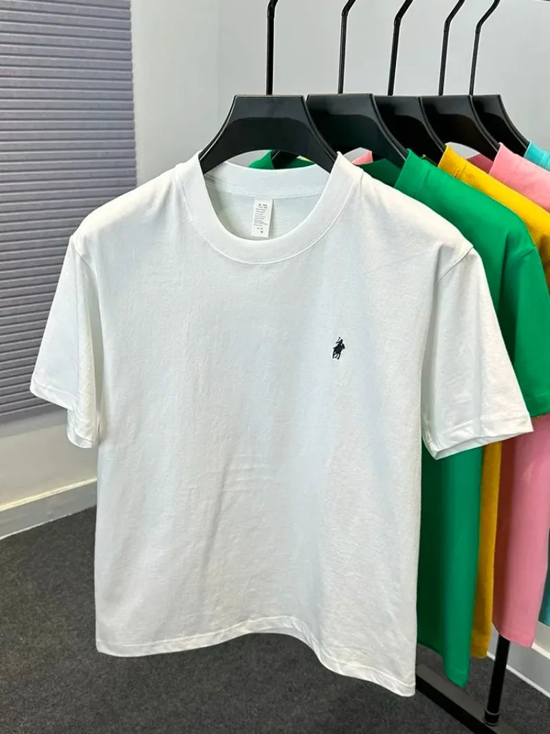 2026 Summer Men's Knitted Cotton Short sleeved T-shirt Fashionable and Comfortable Printed Breathable Top Pi-Mart