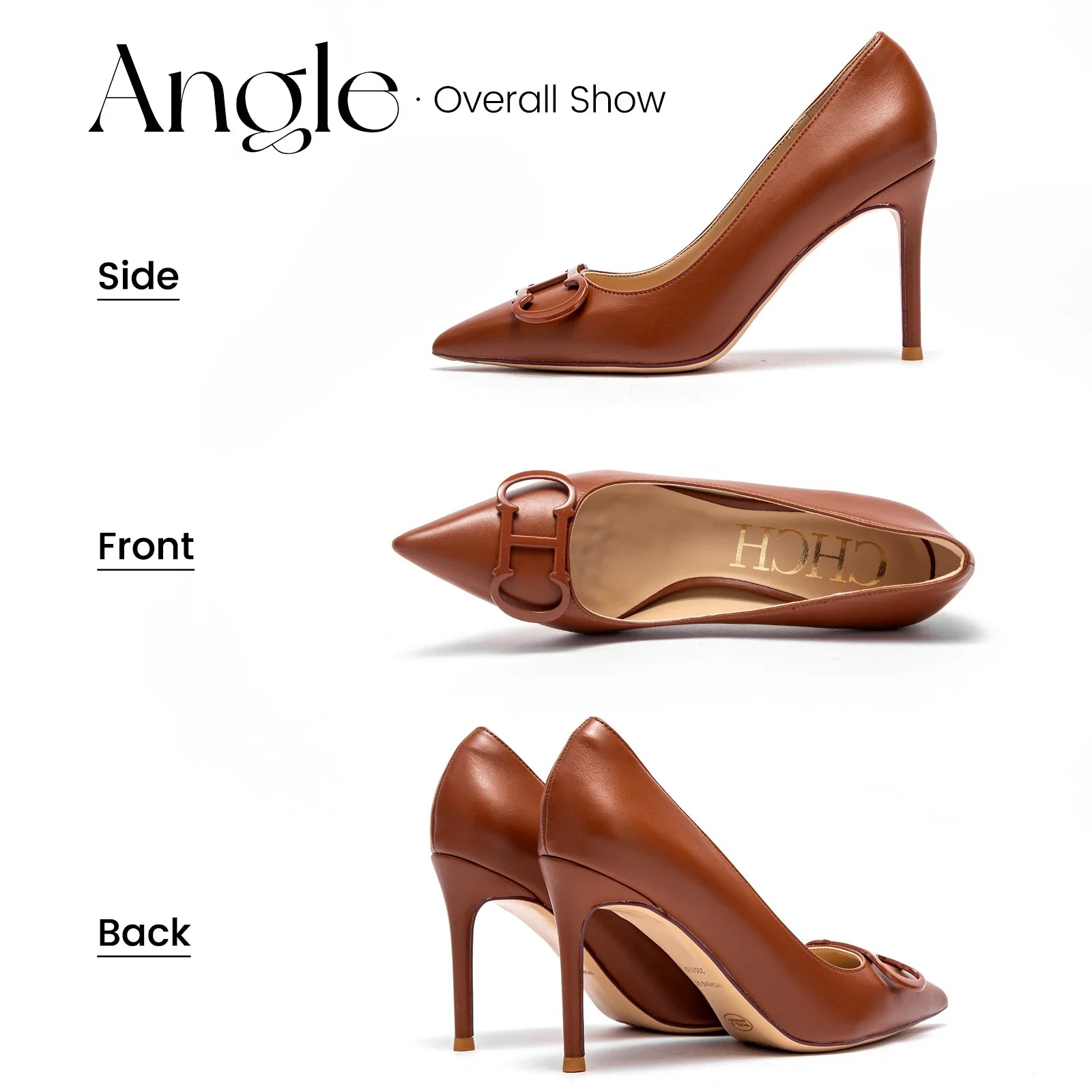CHCH Women's High Heels New Pointed Metal Buckle Party Carnival Women's Shoes 9cm LadyShow.Store