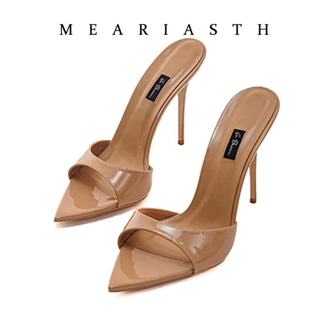 Ladies High-heeled Slippers Shoes Fashion Pointed Sexy Patent Leather Women with Open Toes and Party Wedding Stripper Sandals. LadyShow.Store