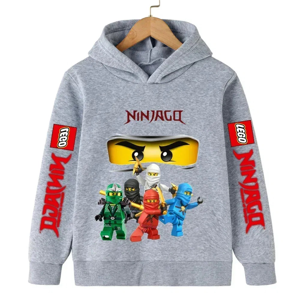 Color: Yellow, Kid Size: 17 - Lego Phantom Ninja Cartoon Children's Hooded Hoodies Casual Sports Sweatshirt 3-13 Year Old Boy Kid Baby Girls Clothes Pullover W2B