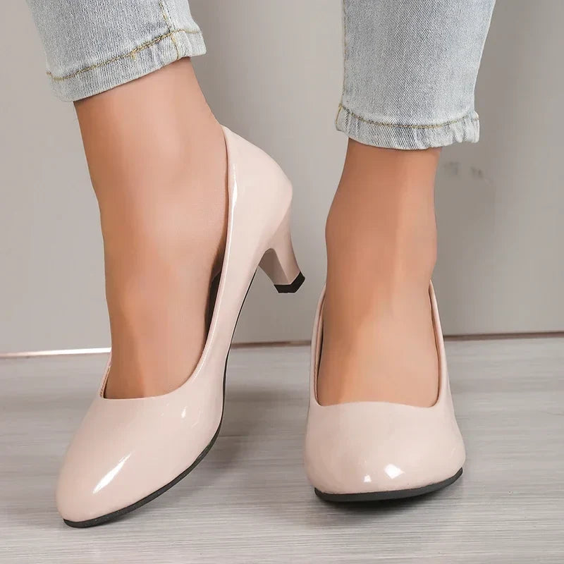 New Women High Heels Nude Shallow Mouth Pumps Fashion Shoes Office Work Party Shoes Ladies Wedding Shoes Solid Color Heels Women Pi-Mart