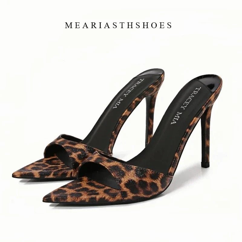 Ladies High-heeled Slippers Shoes Fashion Pointed Sexy Patent Leather Women with Open Toes and Party Wedding Stripper Sandals. LadyShow.Store