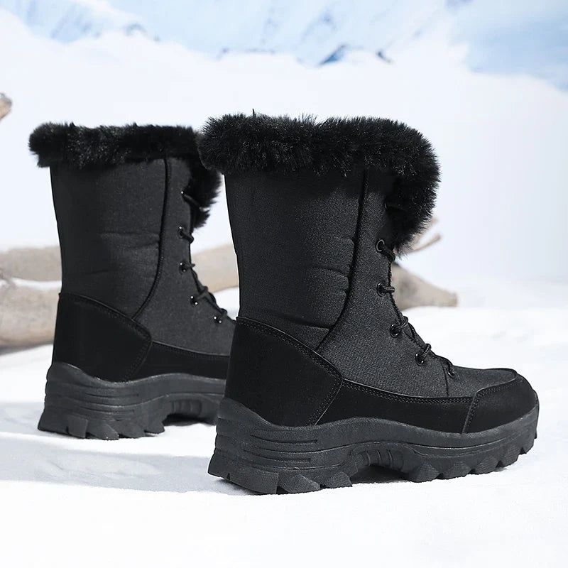 Winter Snow Boots for Women, Waterproof, Non-Slip, Warm, Northeast-Style Large Cotton Shoes, Ski Boots, Fleece-Lined, Thickened, Wear-Resistant, High-Top Cotton Boots LadyShow.Store