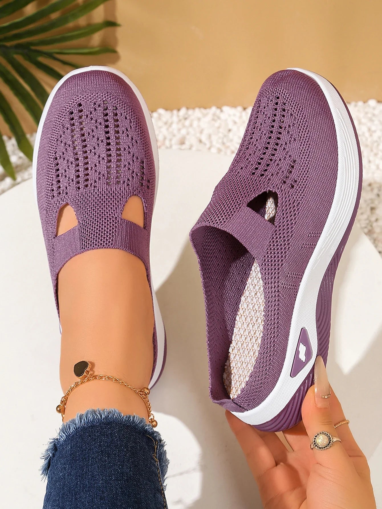 Women's Indoor Home Half Slippers, Breathable Vent Design Slip On Summer Casual Footwear, Daily Slip-on Sandals for Household LadyShow.Store