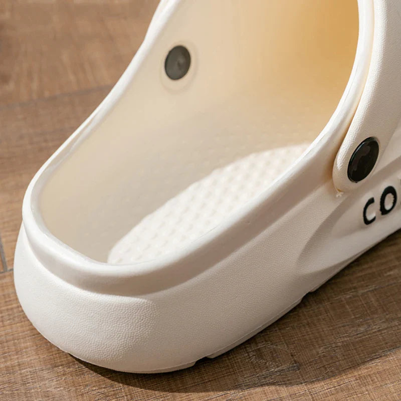 Women's Men's Slippers Summer Anti-Slip Couple Hollow Covered Toe Indoor Outdoor Casual Thick Bottom Sandals for Home Adults LadyShow.Store