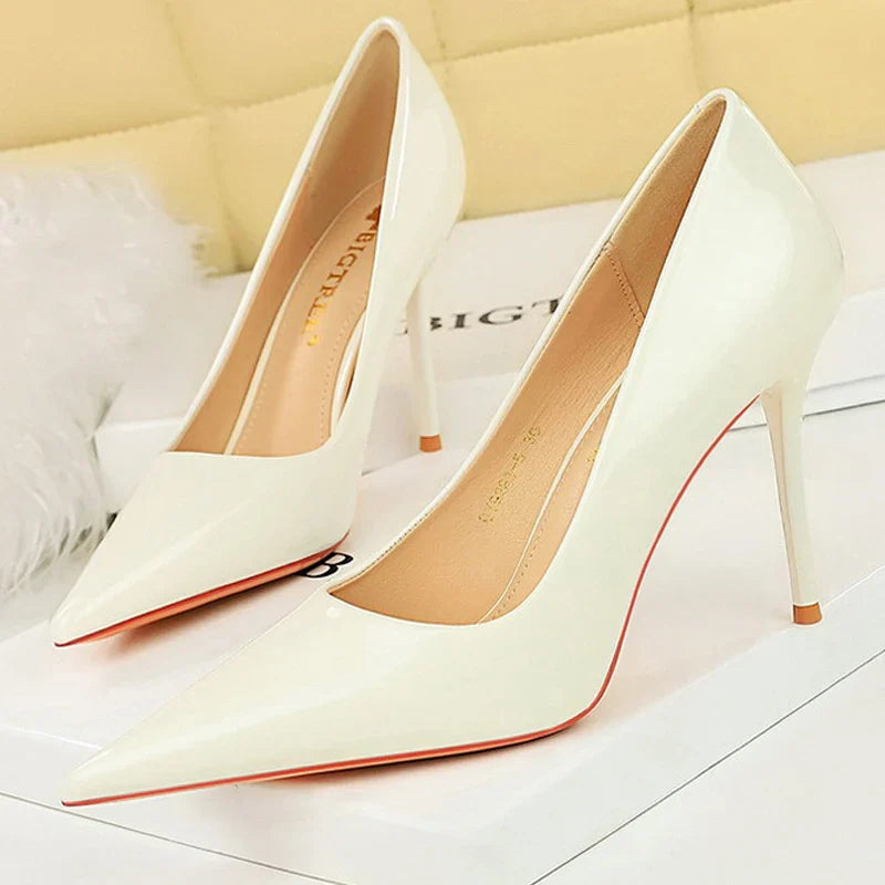 BIGTREE Shoes Patent Leather Women Pumps Sexy High Heels Pointed Lady Party Shoes Stilettos Women Heels Fashion Wedding Shoes Pi-Mart