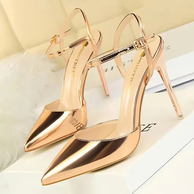 BIGTREE Shoes Fashion High Heels Shoes Patent Leather Woman Pumps Sexy Women Heels Blue Sliver Stiletto Heels Women Sandals 2026 Pi-Mart