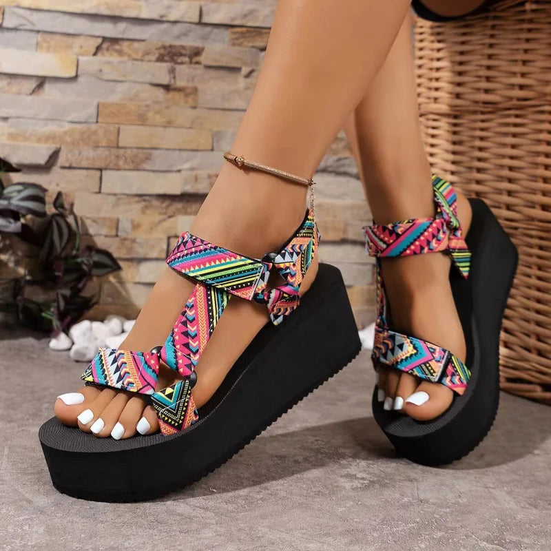 Ladies new summer thick soled shoes Women comfort cloth Sandals Beach Set Foot Sandals exposed toe Light Casual Slippers Zapatos LadyShow.Store