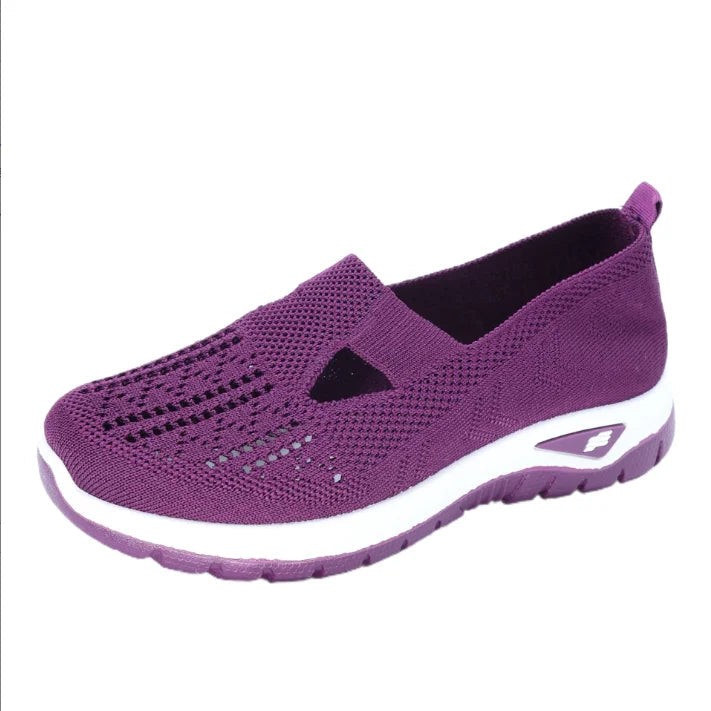 Women's casual sports shoes, solid color breathable sports soft-soled lightweight walking shoes, low-top knitted casual shoes LadyShow.Store