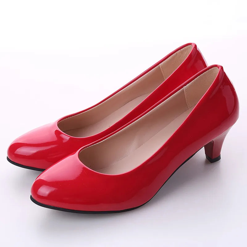Shoes Ladies Pumps Medium Heel Nude Sexy High Heels Weeding Shoes Women Office Work White Pumps Party Shoes Pi-Mart
