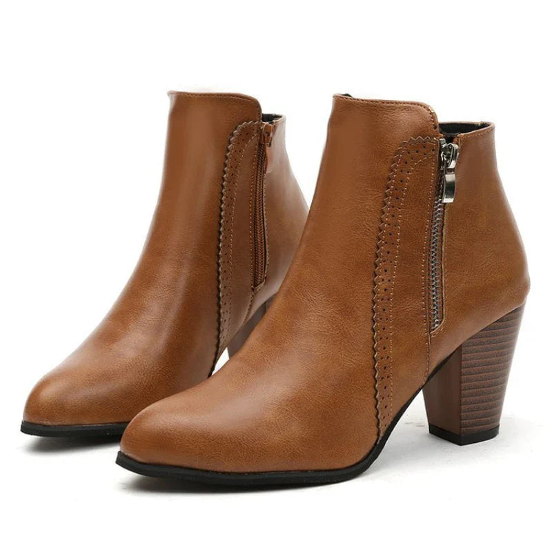 2024 new autumn ladies boot Coarse heeled outdoor nonslip shoe Retro Zipper Fashion Boots Comfort casual women's shoes Botas LadyShow.Store