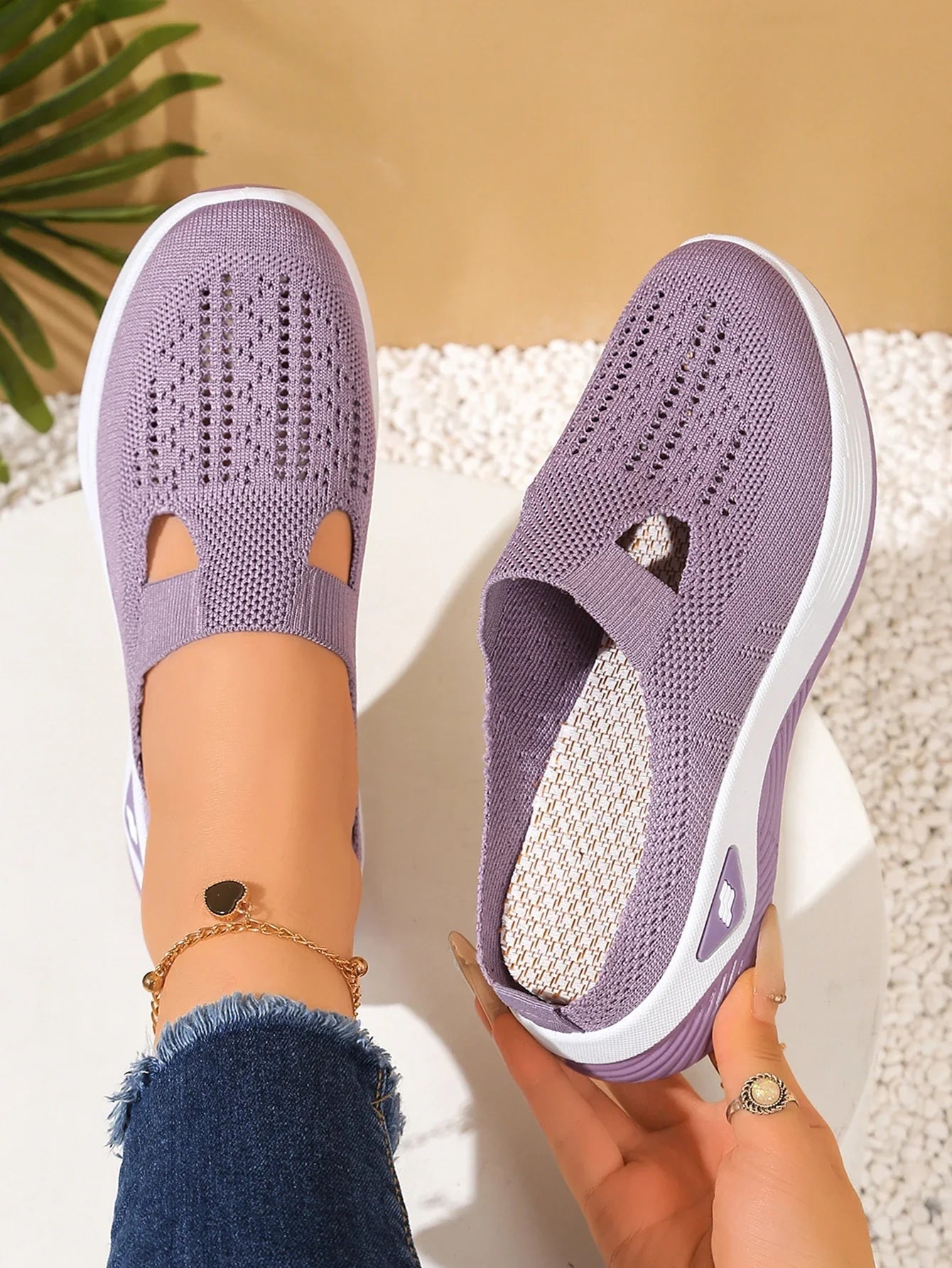 Women's Indoor Home Half Slippers, Breathable Vent Design Slip On Summer Casual Footwear, Daily Slip-on Sandals for Household LadyShow.Store