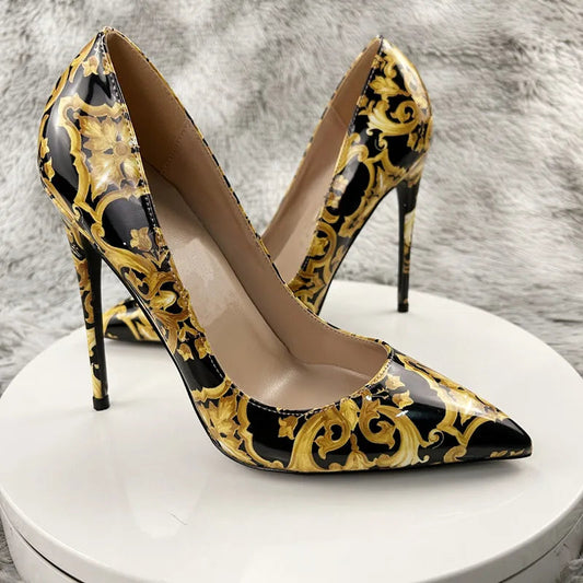 NoEnName_Null Black Graffiti Colorful Women Pumps Sexy Women High Heels Wedding Party Women Shoes Stilettos Accept Customized Pi-Mart