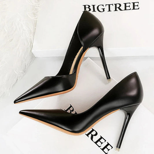 BIGTREE Shoes Black Women Pumps Quality Leather Women Shoes High Heels Fashion Wedding Shoes Stiletto Luxurious Elegant Pumps Pi-Mart