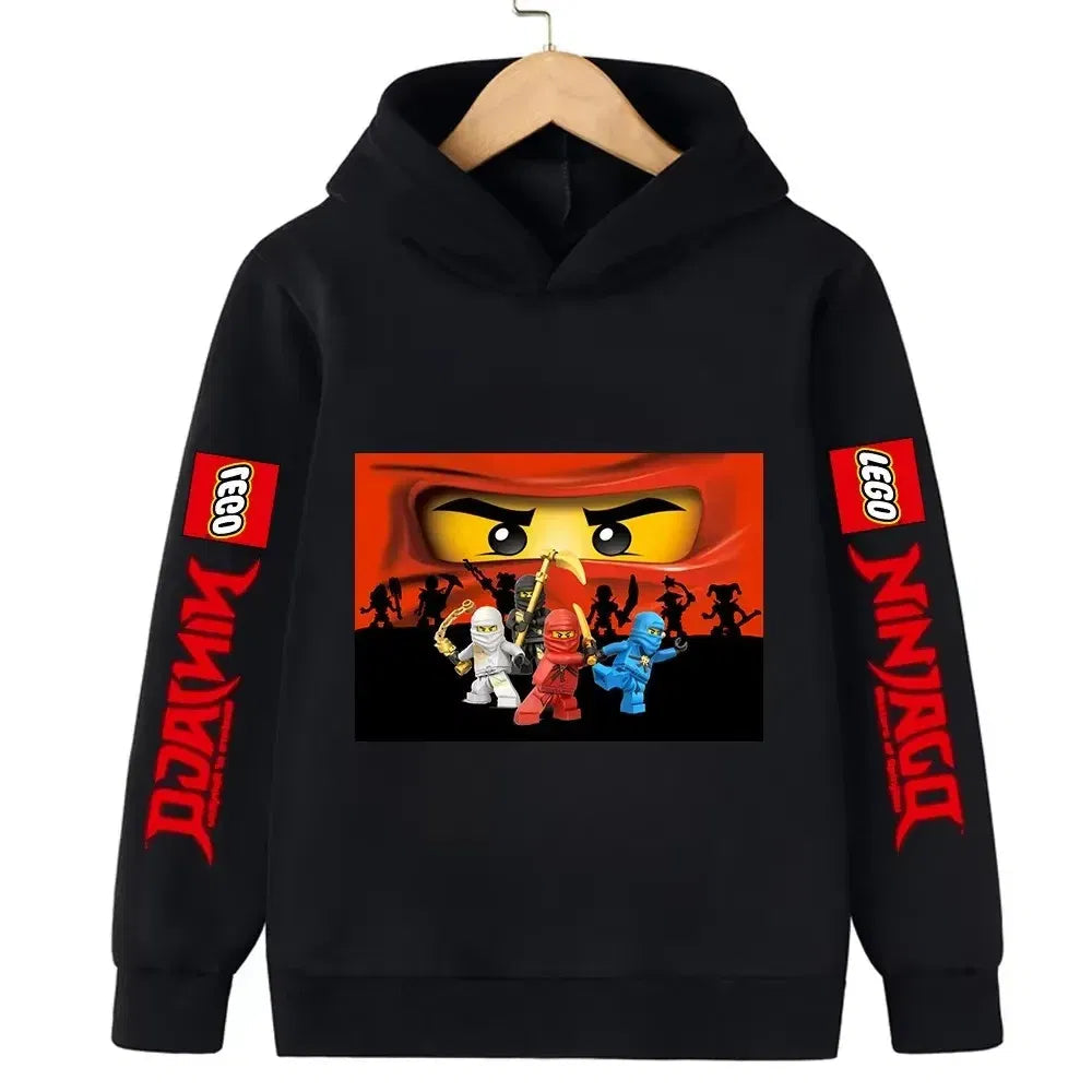 Color: Yellow, Kid Size: 17 - Lego Phantom Ninja Cartoon Children's Hooded Hoodies Casual Sports Sweatshirt 3-13 Year Old Boy Kid Baby Girls Clothes Pullover W2B