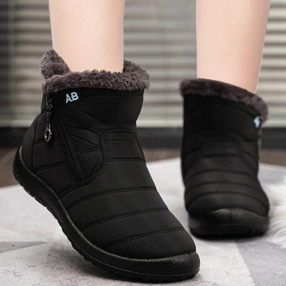Winter Women Boots Waterproof Snow Boots Plus Size Casual Flat Women Casual Shoes Warm Fur Female Boots Antislip Cotton Shoes LadyShow.Store