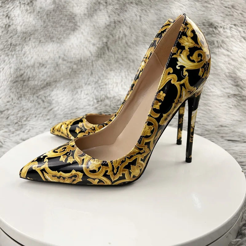NoEnName_Null Black Graffiti Colorful Women Pumps Sexy Women High Heels Wedding Party Women Shoes Stilettos Accept Customized Pi-Mart