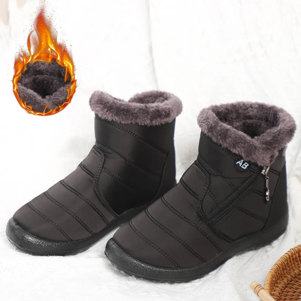 Winter Women Boots Waterproof Snow Boots Plus Size Casual Flat Women Casual Shoes Warm Fur Female Boots Antislip Cotton Shoes LadyShow.Store