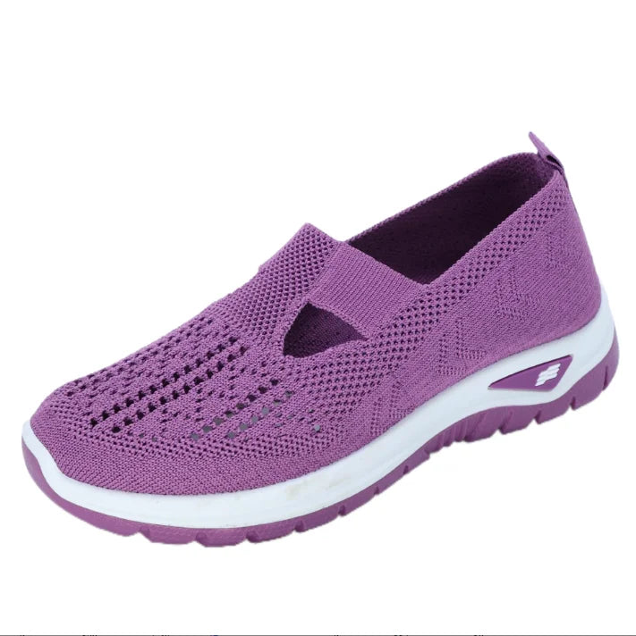 Women's casual sports shoes, solid color breathable sports soft-soled lightweight walking shoes, low-top knitted casual shoes LadyShow.Store