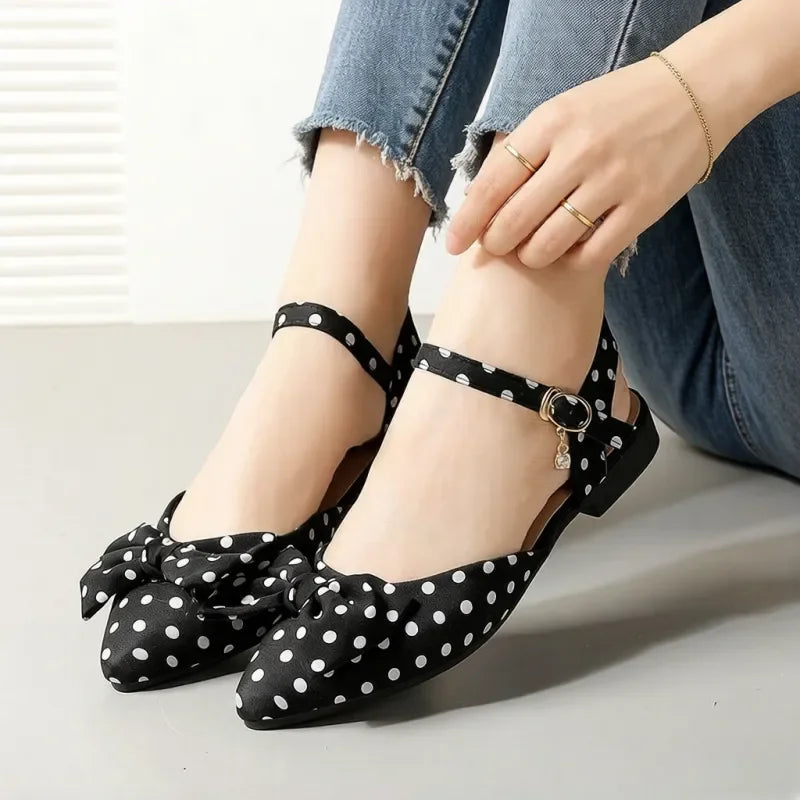 Women's Comfortable Slingback Pumps, Bow Accent Pointed Toe Low Heel Shoes,Versatile for Daily, Party, and Wedding Wear. LadyShow.Store