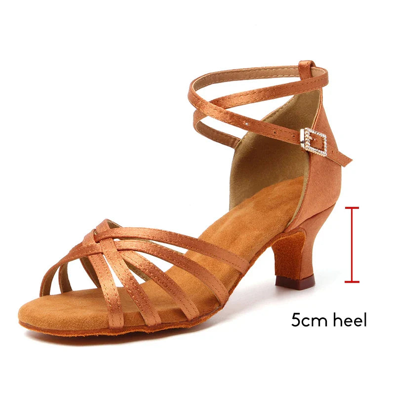 Latin Dance Shoes Women Suede Soles Tango Indood Dancing Shoes Cuban Heels Party High Heel Ballroom Dance Shoes Wholesale LadyShow.Store