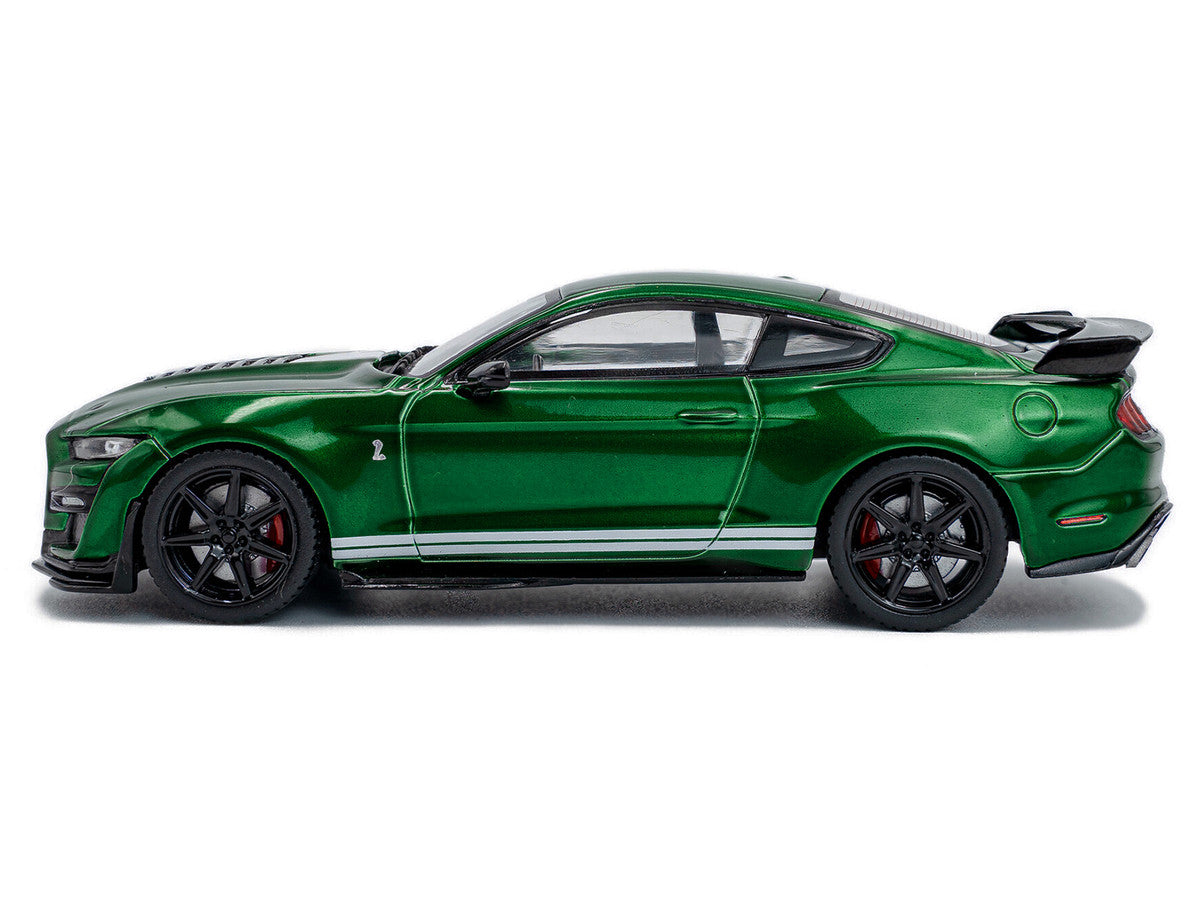2020 Ford Mustang Shelby GT500 Fast Track Eruption Green Metallic with White Stripes 1/43 Diecast Model Car by Solido Solido
