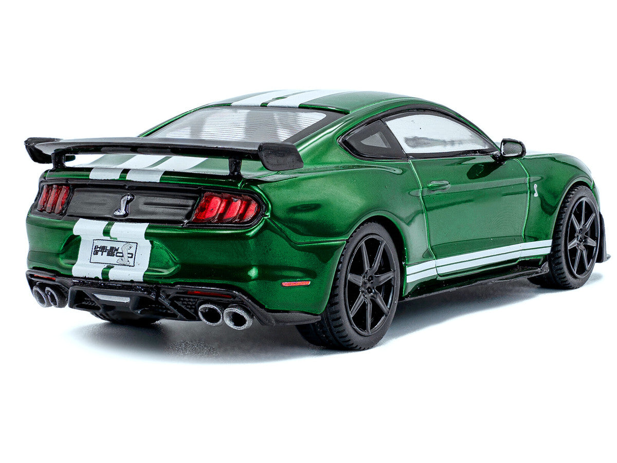2020 Ford Mustang Shelby GT500 Fast Track Eruption Green Metallic with White Stripes 1/43 Diecast Model Car by Solido-1
