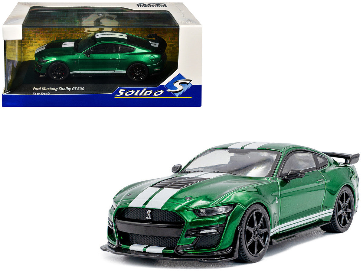 2020 Ford Mustang Shelby GT500 Fast Track Eruption Green Metallic with White Stripes 1/43 Diecast Model Car by Solido Solido
