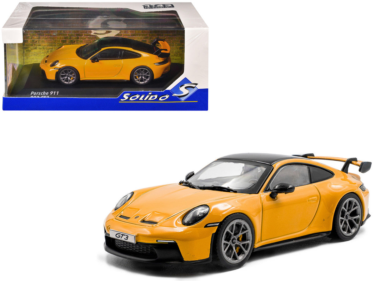 2023 Porsche 911 (992) GT3 Signal Yellow with Black Top 1/43 Diecast Model Car by Solido Solido