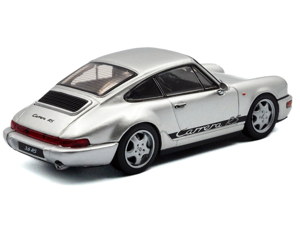 1994 Porsche 911 (964) RS Silver Metallic with Black Stripes 1/43 Diecast Model Car by Solido Solido