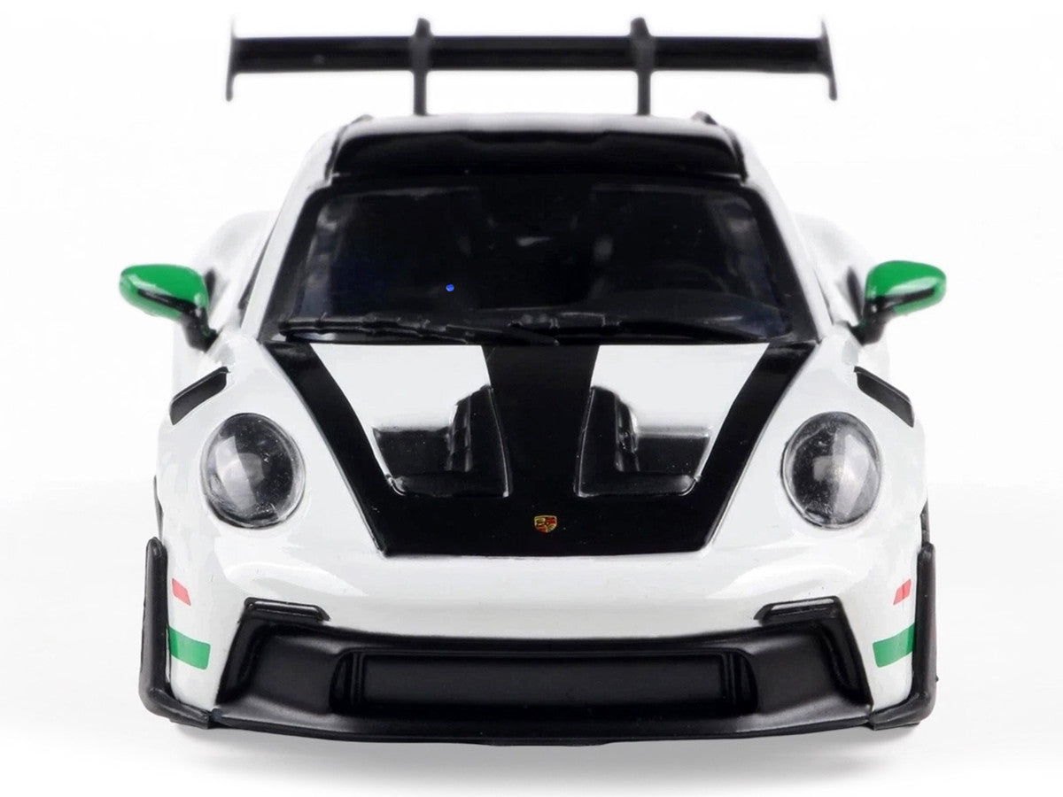 2023 Porsche 911 (992) GT3 RS "Tribute to Carrera RS Package" White with Green Stripes and Black Hood and Top 1/43 Diecast Model Car by Solido-0