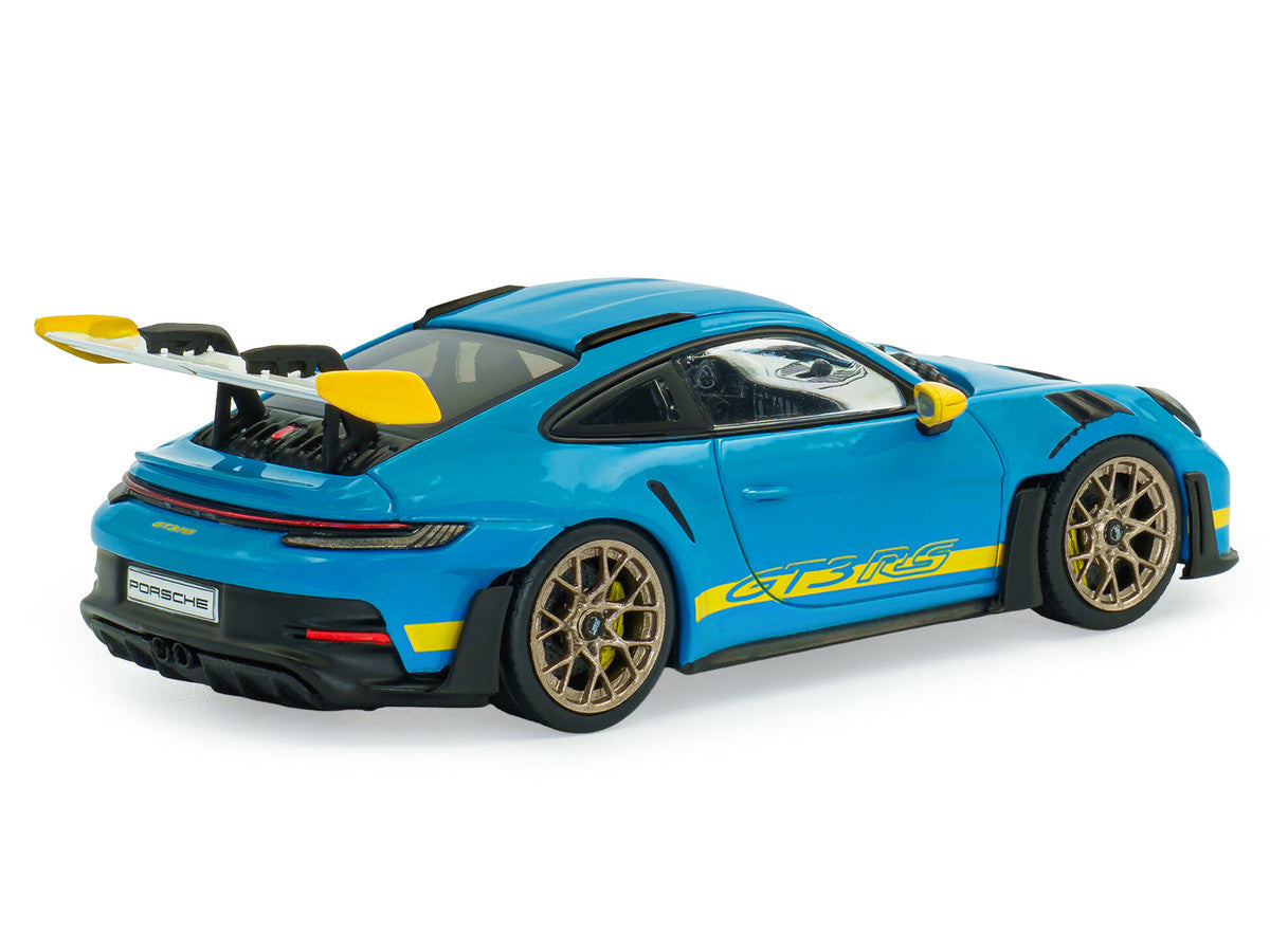 2023 Porsche 911 (992) GT3 RS "Tribute to 24 Hours of Daytona 2003" Riviera Blue with Yellow Stripes 1/43 Diecast Model Car by Solido-2