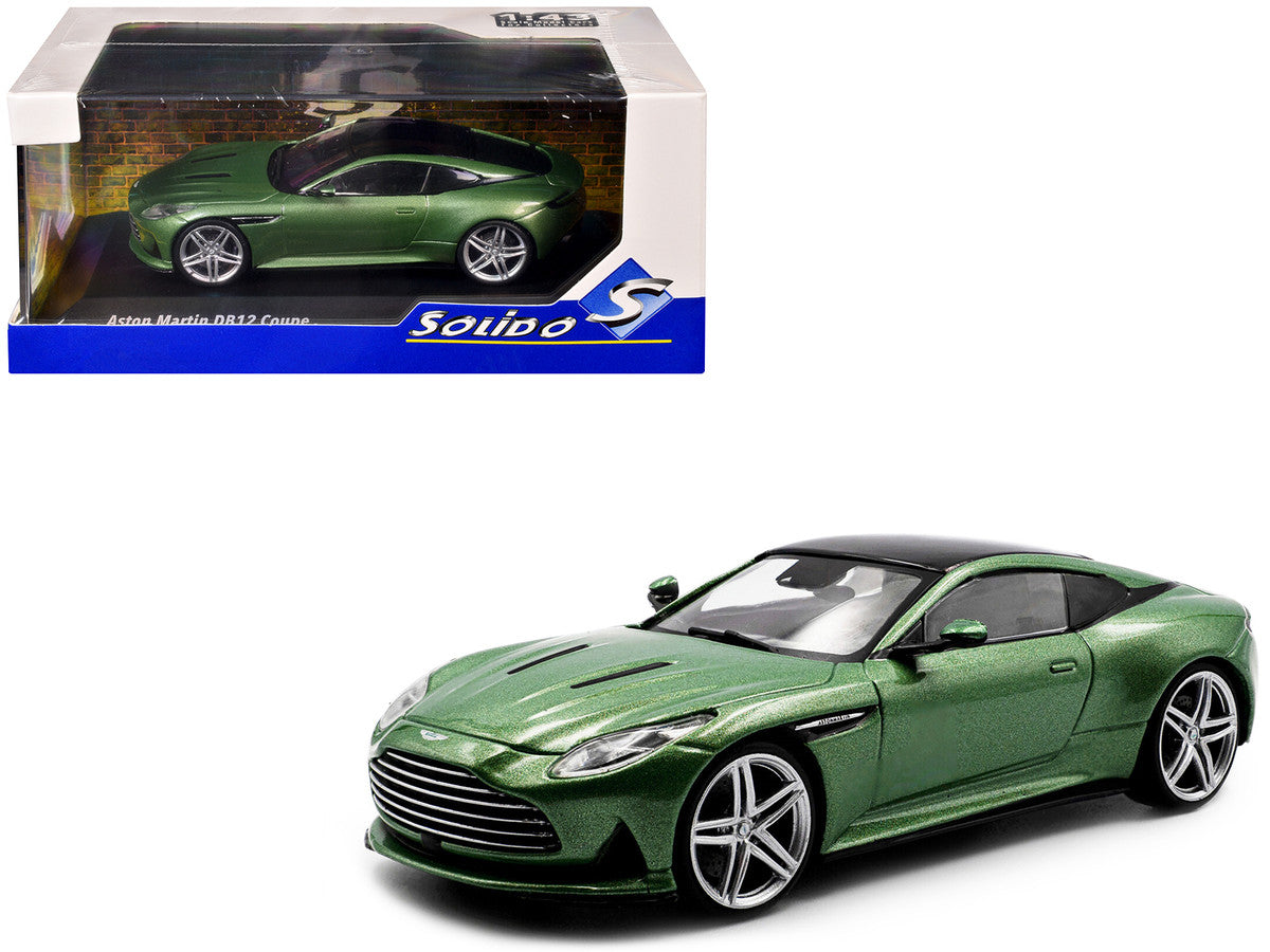 2023 Aston Martin DB12 Coupe Iridescent Emerald Metallic with Black Top 1/43 Diecast Model Car by Solido Solido