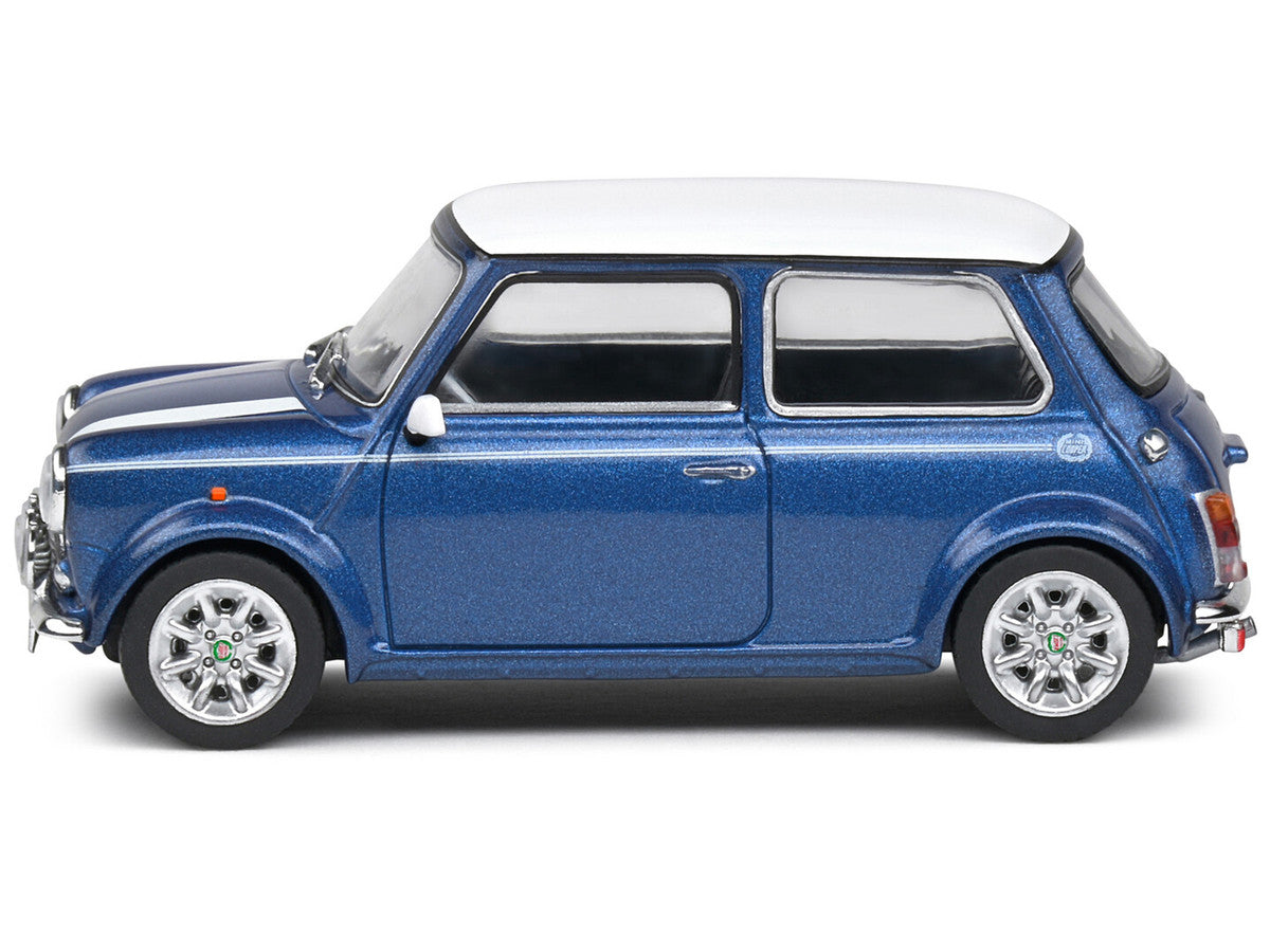 1994 Mini Cooper Sport Tahiti Blue Metallic with White Top and Stripes 1/43 Diecast Model Car by Solido-0
