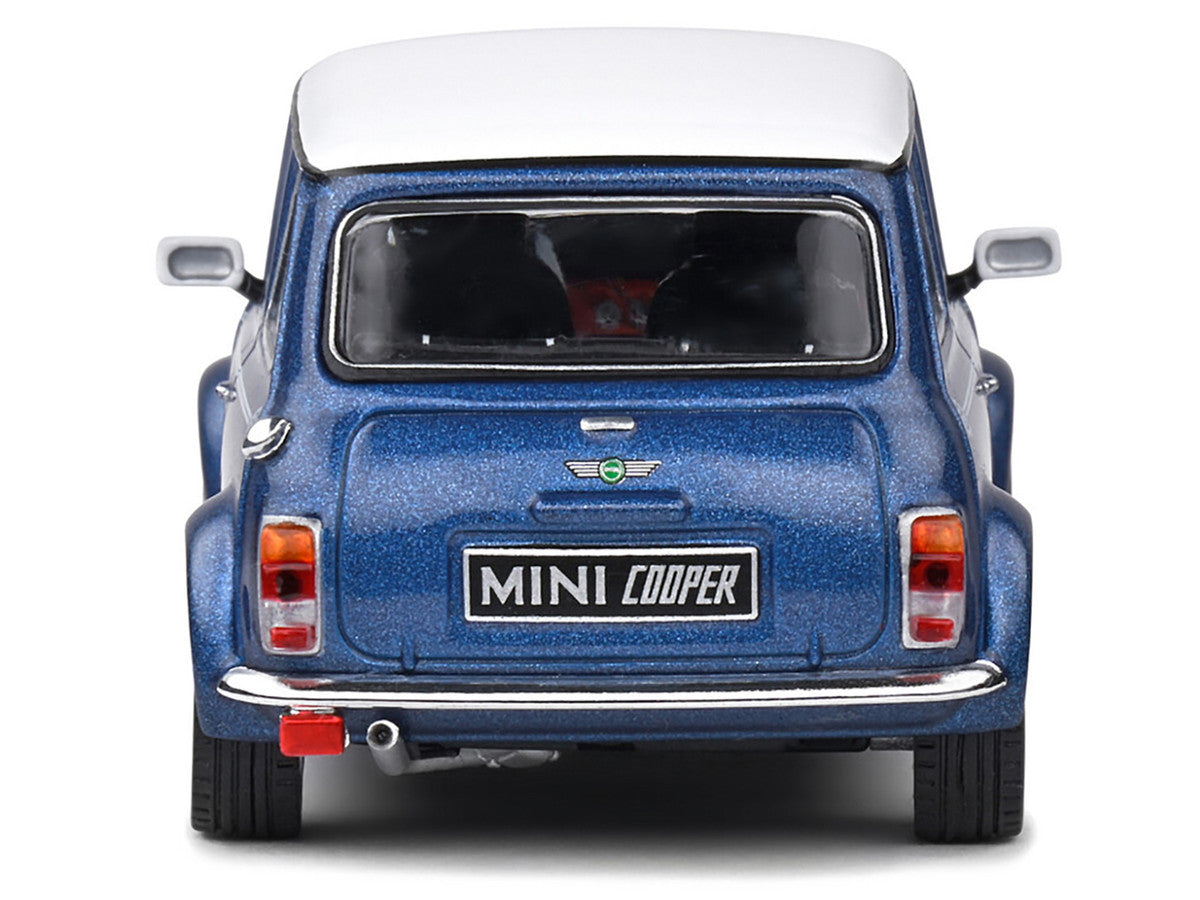 1994 Mini Cooper Sport Tahiti Blue Metallic with White Top and Stripes 1/43 Diecast Model Car by Solido-2