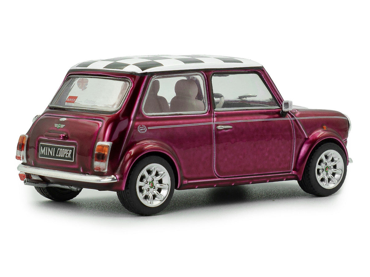 1997 Mini Cooper Sport Purple Metallic with White Stripes and Checkered Top 1/43 Diecast Model Car by Solido-3