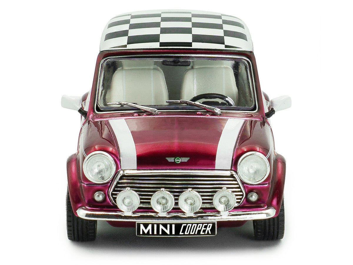 1997 Mini Cooper Sport Purple Metallic with White Stripes and Checkered Top 1/43 Diecast Model Car by Solido-2