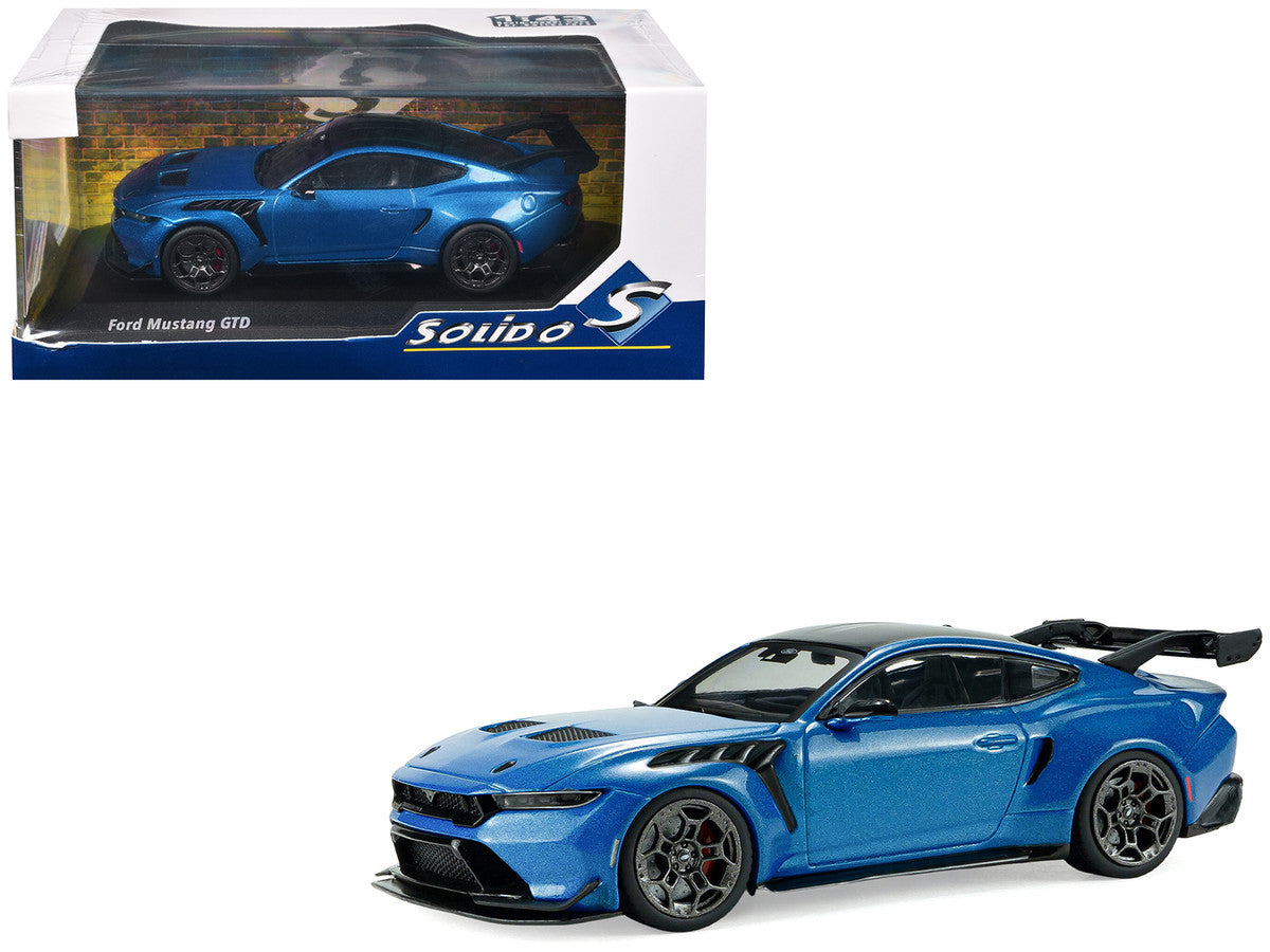 2025 Ford Mustang GTD Indulgent Blue Metallic with Black Top 1/43 Diecast Model Car by Solido Solido