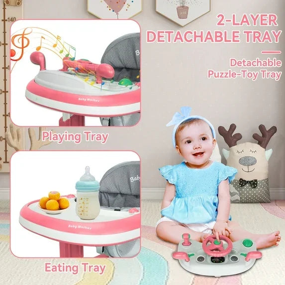 5 in 1 Baby Infant Walker Anti-Rollover Walker with Learning Toy for Infants anti-rollover Multifunctional Without Battery Pi-Mart